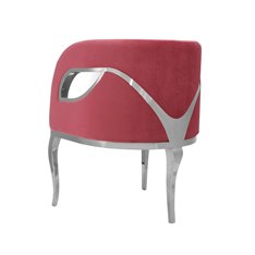 Morello elitarny czerwony fotel welurowy na srebrnych nóżkach 55/59/78 cm