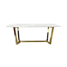 Roseta elegancki stół z białym marmurowym blatem i złotymi chromowanymi nóżkami 200/100/75 cm