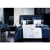 Meda pościel z mikrofibry premium w biało-granatowym kolorze 200/220 cm