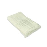 Ręcznik żakardowy w kolorze kremowym z ozdobnym strzępieniem na końcach 100x150 cm