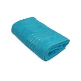 Ręcznik frotte w kolorze niebieskim ze 100% bawełny ozdobiony tasiemką 100x150 cm