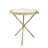 Musa ekskluzywny złoty stolik kawowy ze szklanym blatem i ozdobnymi kołatkami 60/60/52 cm