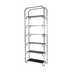 Regał ze szklanymi półkami Hyatt Silver ekskluzywny designerski srebrny metalowy 90/32/230 cm