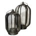 Lampion metalowy tarasowy z rączką w kolorze ciemnobrązowym 36 cm
