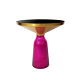 Stolik kawowy różowo-złoty osadzony na szklanej nodze 50/53 cm Bottle Table