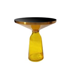 Bottle Table stolik kawowy żółto-złoty osadzony na szklanej nodze 50/50 cm