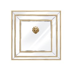 Lustro reprezentacyjne złote w formie kwadratu z głową lwa 100/100 cm Sharon
