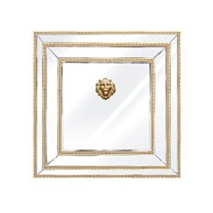 Lustro reprezentacyjne złote w formie kwadratu z głową lwa 100/100 cm Sharon