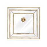 Lustro reprezentacyjne złote w formie kwadratu z głową lwa 100/100 cm Sharon