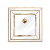 Lustro reprezentacyjne złote w formie kwadratu z głową lwa 100/100 cm Sharon