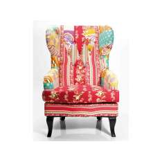 Fotel Kare Design Wing Chair Patchwork Red