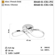 Lampa sufitowa Lucea Ornes 80440-01-CS1-FG