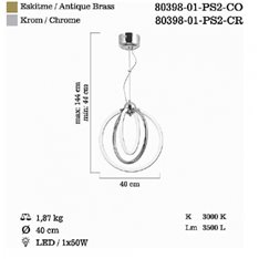 Lampa wisząca Lucea Nelas 80398-01-PS2-FG