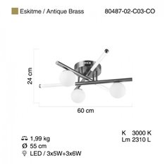 Lampa sufitowa Lucea Vesca 80487-02-C03-CO