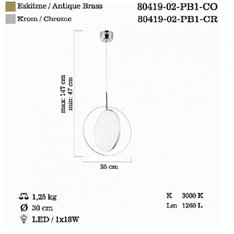 Lampa wisząca Lucea Molveno 80419-02-PB1-CR