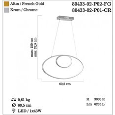Lampa wisząca Lucea Estea 80433-02-P01-CR