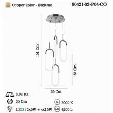 Lampa wisząca Lucea Benta 80421-02-P04-CO 