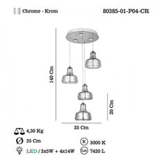Lampa wisząca Lucea Belize 80385-01-P04-CR 