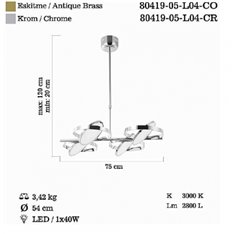 Lampa wisząca Lucea Molveno 80419-05-L04-CR
