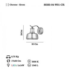 Lampa ścienna Lucea Belize 80385-04-W01-CR 