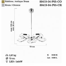 Lampa wisząca Lucea Molveno 80419-04-P05-CR
