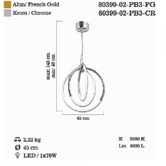 Lampa wisząca Lucea Guida 80399-02-PB3-CR