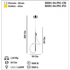 Lampa wisząca Lucea Paradas 80391-04-P01-CR 