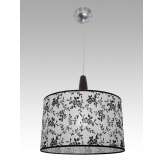 Lampa wisząca Seul 13 0324 hotelowa abażur biały z czarnym wzorem