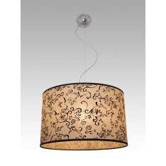 Lampa wisząca Dakar2 0416 hotelowa abażur beżowy z czarnym wzorem