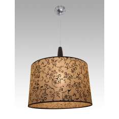 Lampa wisząca Berno 2 0614 hotelowa abażur beżowy z czarnym wzorem