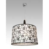 Lampa wisząca Berno 13 0638 hotelowa abażur biały z czarnym wzorem