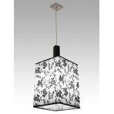 Lampa wisząca Pekin 13 0768 hotelowa abażur bialy z czarnym wzorem