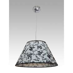 Lampa wisząca Bogota 13 1314 hotelowa abażur biały z czarnym wzorem
