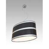 Lampa wisząca Tokio 1482 hotelowa abażur czarny | srebrne Wstawki