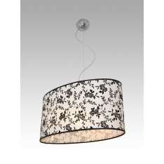 Lampa wisząca Lima 13 1543 hotelowa abażur biały z czarnym wzorem