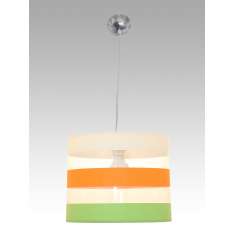 Lampa wisząca Madryt Trio 1574 hotelowa abażur kremowo - Pomarańczowo - Zielony