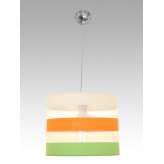 Lampa wisząca Madryt Trio 1574 hotelowa abażur kremowo - Pomarańczowo - Zielony