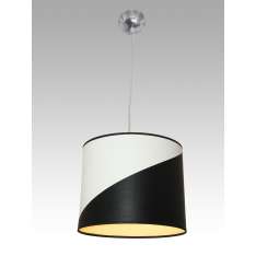 Lampa wisząca Lizbona B 1673 hotelowa abażur biało - czarny | Struktura drewna