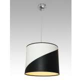 Lampa wisząca Lizbona B 1673 hotelowa abażur biało - czarny | Struktura drewna