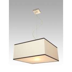 Lampa wisząca Singapur 51 1833 hotelowa abażur kremowy z brązową Tasiemką