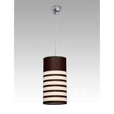 Lampa wisząca Sapporo A 1963 hotelowa abażur brązowy | kremowe pasy