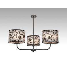 Lampa wisząca Bilbao III - 13 2137 hotelowa abażur biały z czarnym wzorem