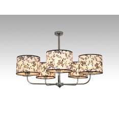 Lampa wisząca Bilbao V - 13 2175 hotelowa abażur biały z czarnym wzorem