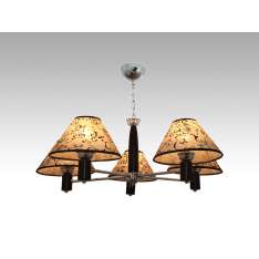 Lampa wisząca Wilno V - 2 2489 hotelowa abażur beżowy z czarnym wzorem