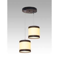 Lampa wisząca Luzon II - 51 2526 hotelowa abażur kremowy | brązowe pasky