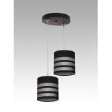 Lampa wisząca Luzon II - 54 2533 hotelowa abażur brązowy | srebrne pasy