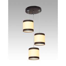 Lampa wisząca Luzon III - 51 2571 hotelowa abażur kremowy | brązowe pasy