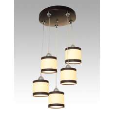 Lampa wisząca Luzon V - 51 2625 hotelowa abażur kremowy | brązowe pasy