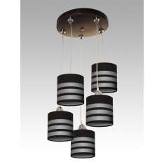 Lampa wisząca Luzon V - 54 2632 hotelowa abażur brązowy | srebrne pasy