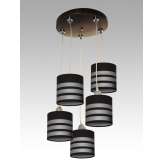 Lampa wisząca Luzon V - 54 2632 hotelowa abażur brązowy | srebrne pasy